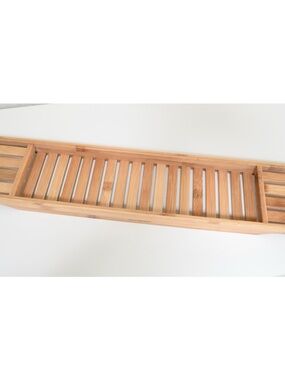 Mind Reader Bamboo Bathtub Tray for Book, Tablet, Wine Glass